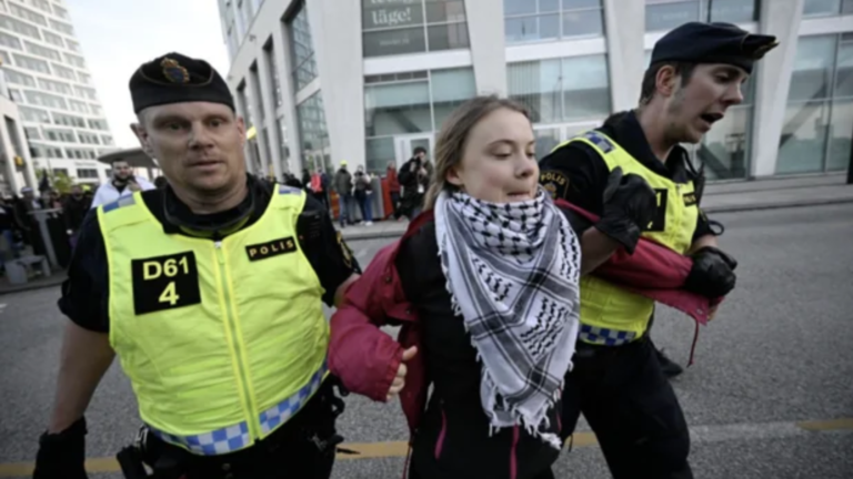 greta thunberg arrestata a malmo durante l'eurovision2024 perchè protestava a fovere della palestina